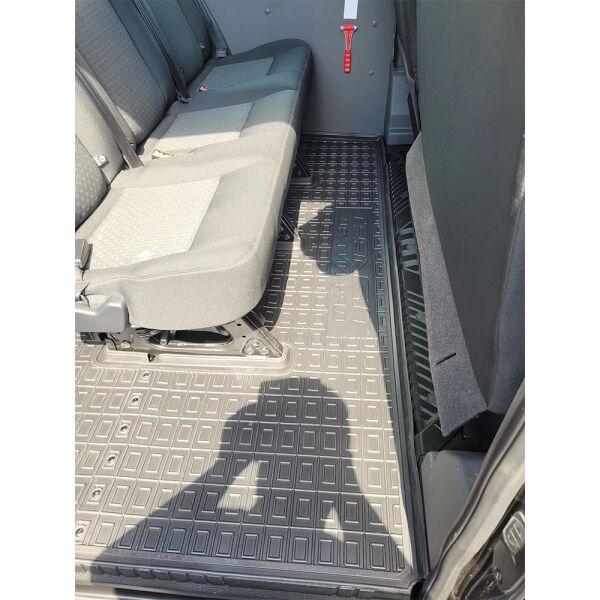Коврики в салон Ford Transit (mk7) 2014- 1+2, 2-й ряд, Double Cab, из 2 частей резиновые, чёрные (AVTO-Gumm)