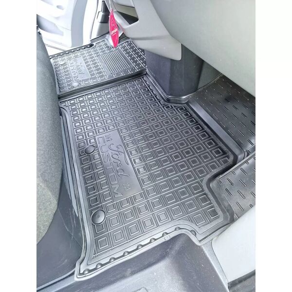 Коврики в салон Ford Custom 2023- 1+2 резиновые, чёрные (AVTO-Gumm)