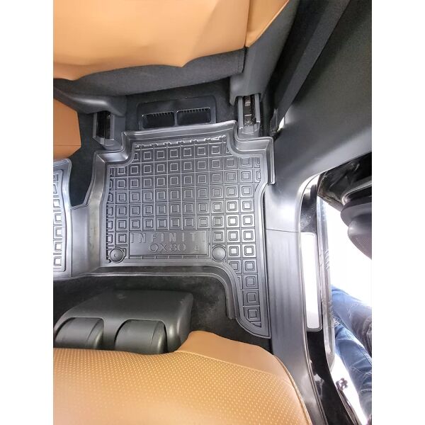 Коврики в салон Infiniti QX80 2018- 7 мест (3 ряда) резиновые, чёрные (AVTO-Gumm)