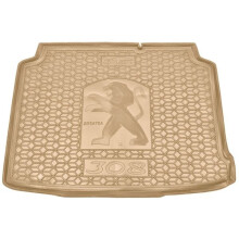 Автомобильный коврик в багажник Peugeot 308 2014- Hatchback докатка бежевый (AVTO-Gumm)