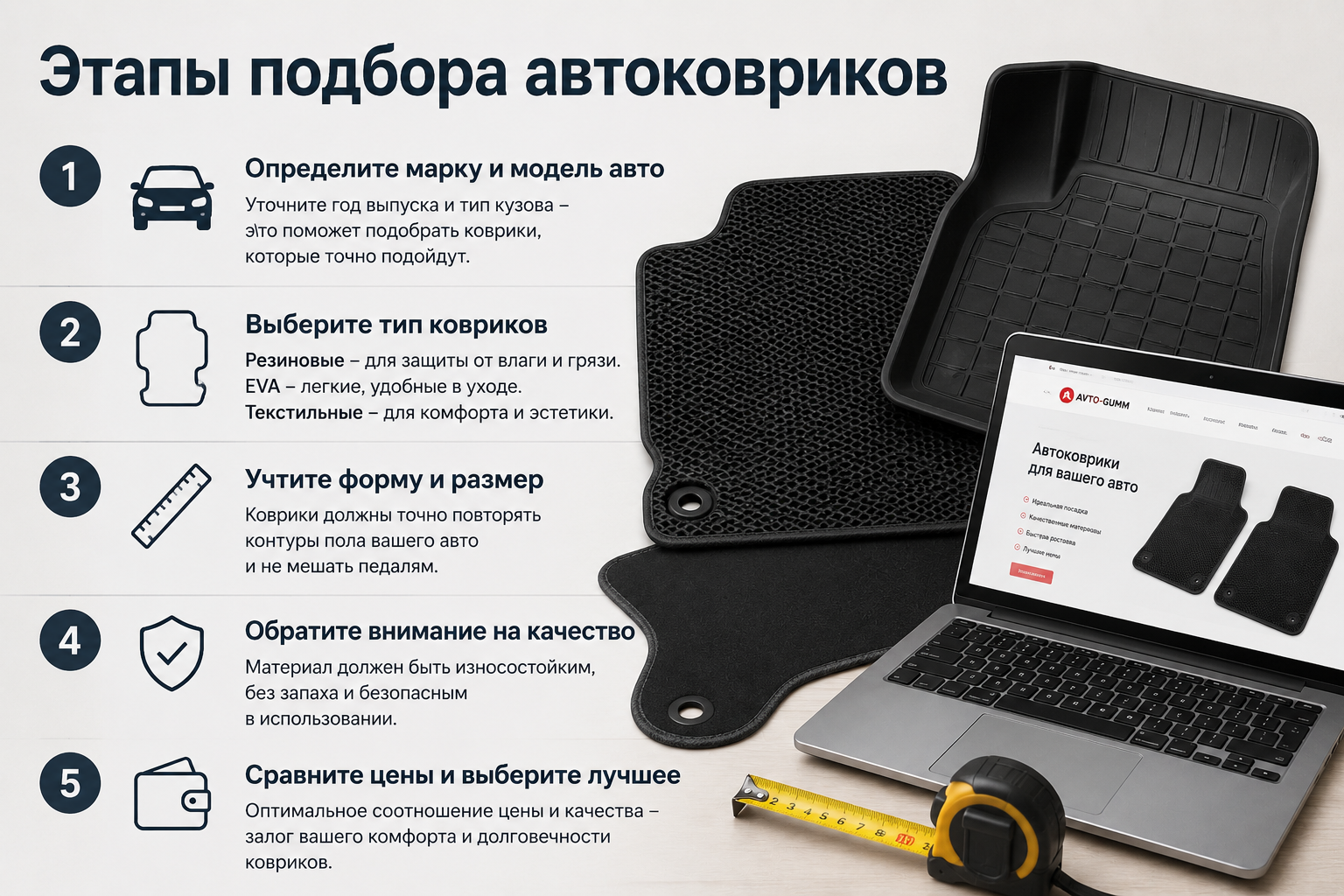 Этапы подбора автоковриков